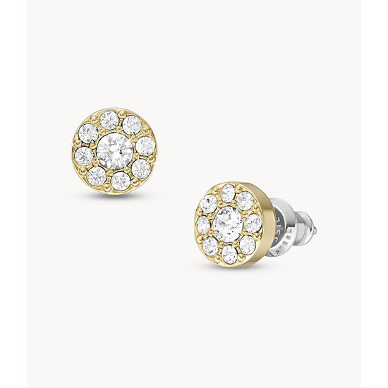 Pozłacane kolczyki okrągłe z cyrkoniami Fossil