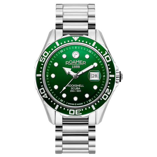Zegarek nurkowy z zieloną tarczą Roamer