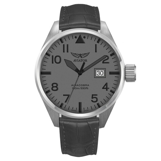 Zegarek męski na skórzanym pasku Aviator Airacobra P42