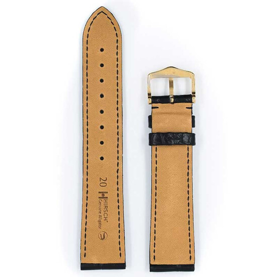 Pasek czarny Hirsch Genuine Alligator od spodu