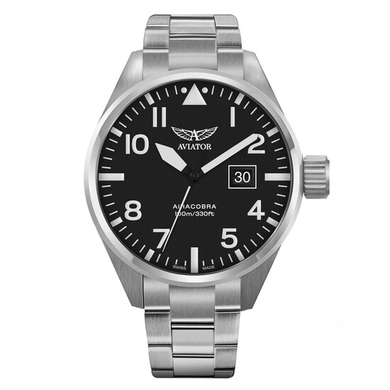 Męski zegarek w stylu lotniczym na bransolecie Aviator Airacobra P42