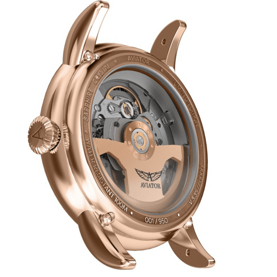 Przeszklony dekiel zegarka Aviator