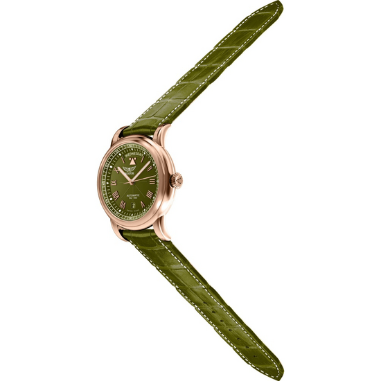 Zegarek męski na zielonym pasku skórzanym Aviator