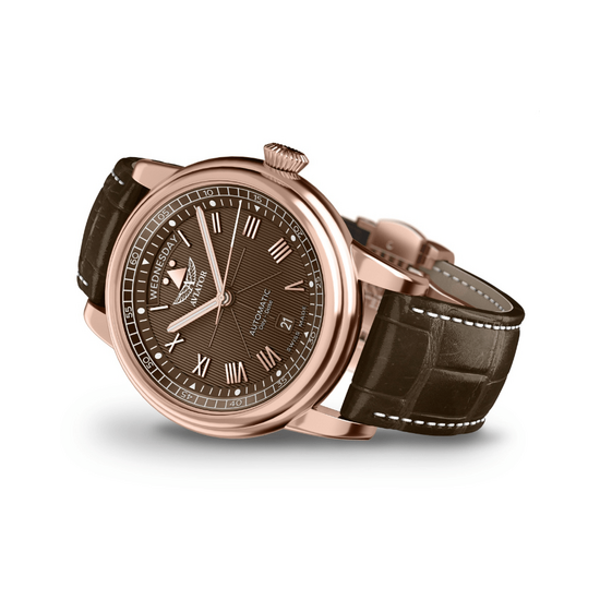 Zegarek męski na brązowym pasku skórzanym Aviator