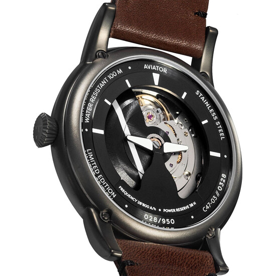 Zegarek automatyczny z widocznym mechanizmem Aviator Automatic Swissmade