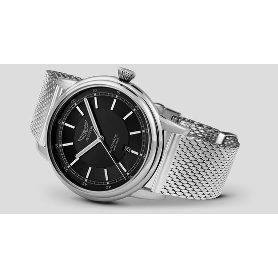 Srebrny zegarek męski lotniczy Aviator