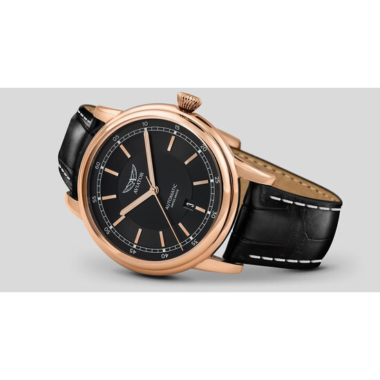 Zegarek typu pilot na pasku skórzanym Aviator