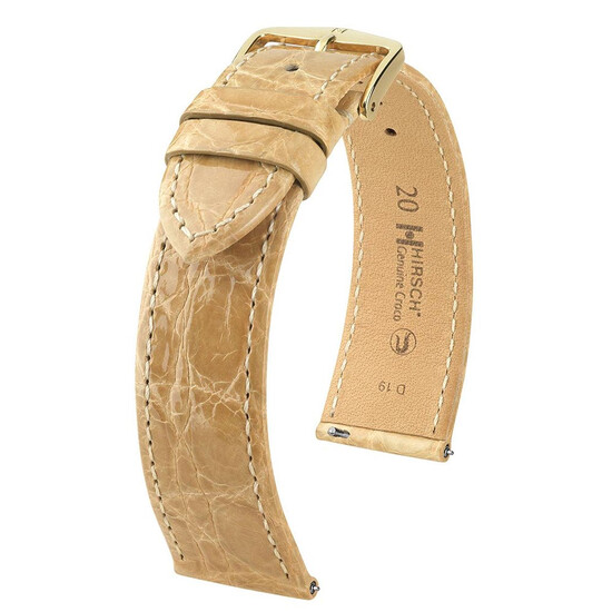 Pasek do zegarka Hirsch Genuine Croco beżowy 18 mm