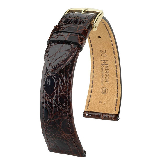 Pasek do zegarka Hirsch Genuine Croco brązowy 18 mm