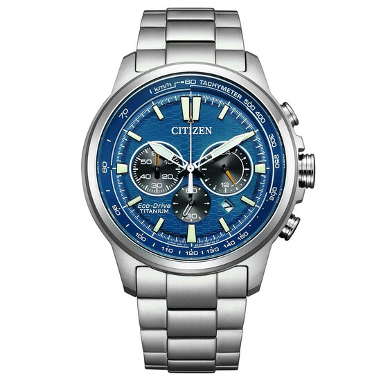 Tytanowy zegarek Citizen CA4570-88L z niebieską tarczą