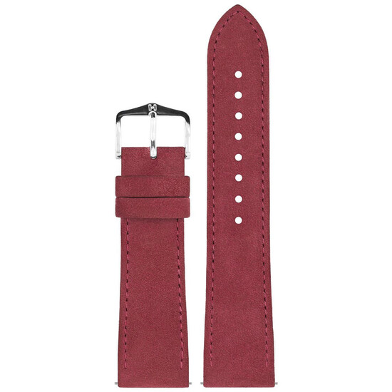 Pasek do zegarka z nubuku kolor bordowy 18 mm