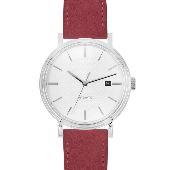 Bordowy pasek Hirsch Osiris Nubuk założony do zegarka