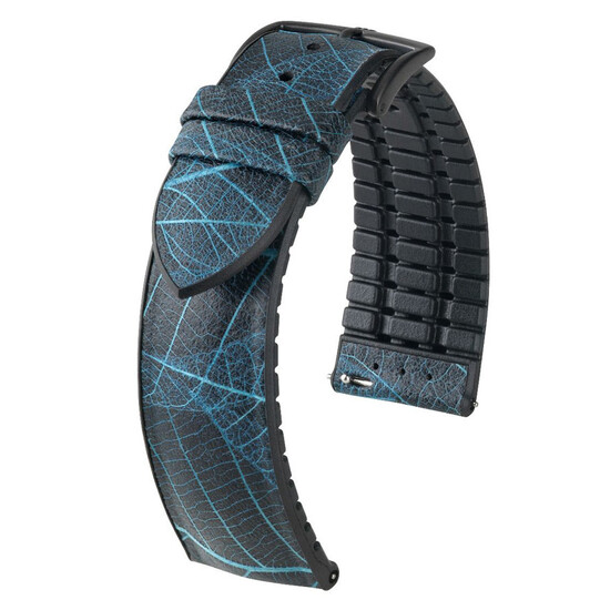 Wegański pasek do zegarka Hirsch Leaf niebieski 20 mm