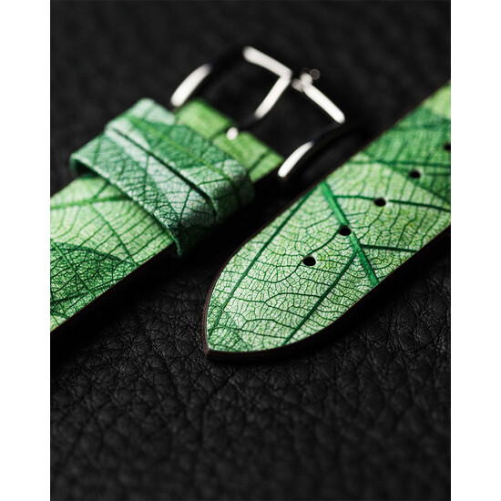 Pasek Hirsch Leaf zielony wegański