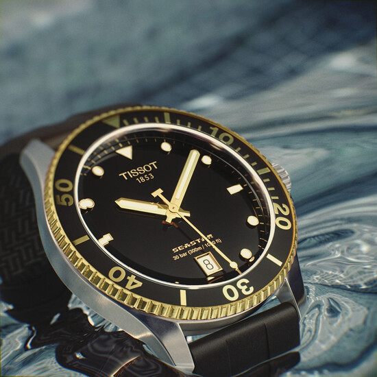 Zegarek Tissot z pozłacanym bezelem