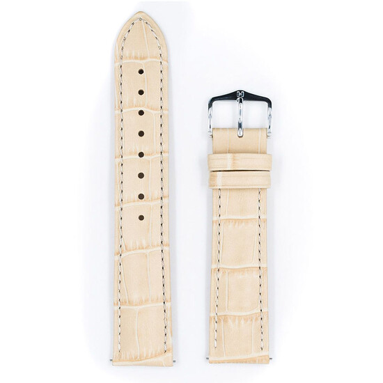 Pasek do zegarka o wzorze aligatora Hirsch Duke beżowy