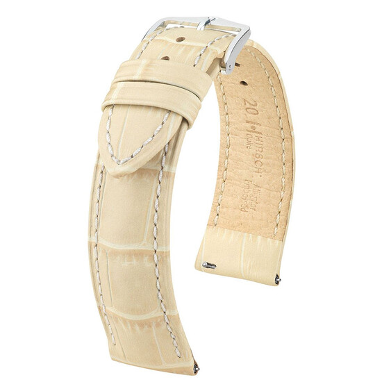 Elegancki pasek do zegarka Hirsch Duke kolor beżowy, kremowy