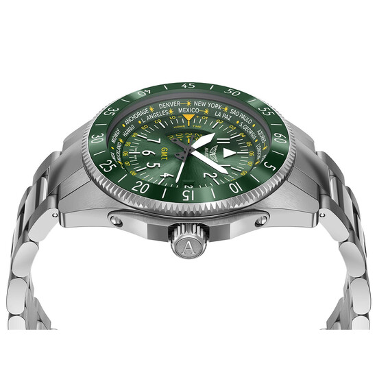 Zegarek męski z zieloną tarczą Aviator Airacobra GMT