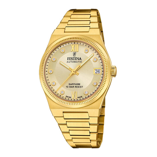 Damski zegarek automatyczny Festina z cyrkoniami