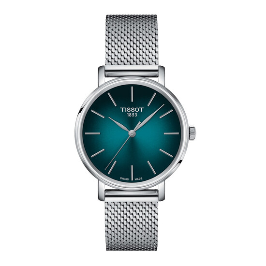 Klasyczny zegarek damski z zieloną tarczą Tissot