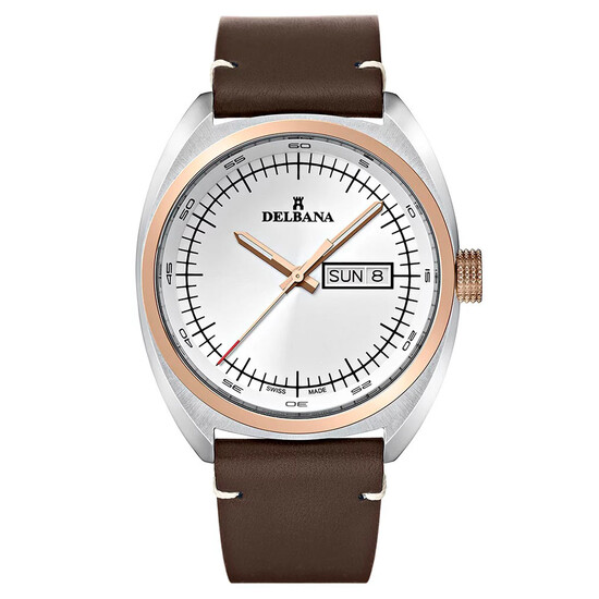 Męski zegarek bicolor Delbana na skórzanym pasku