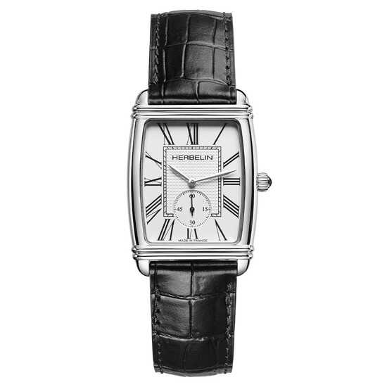 Prostokątny zegarek Herbelin Art Deco z rzymskimi indeksami