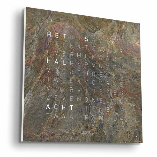 Zegar Qlocktwo Earth 45 Glintscape w języku holenderskim