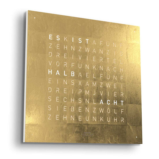 Zegar Qlocktwo Earth 45 Gold w języku niemieckim