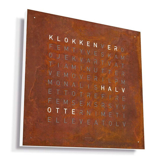 Zegar Qlocktwo Earth 45 Rust w języku duńskim