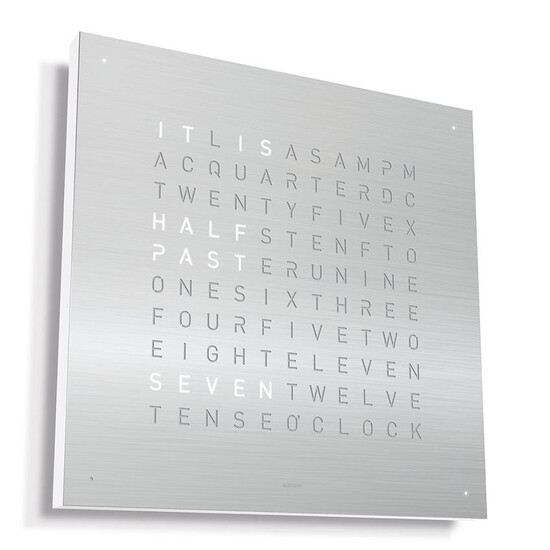 Zegar Qlocktwo Earth 45 Stainless Steel w języku angielskim
