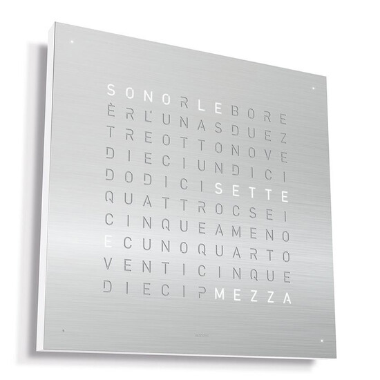 Zegar Qlocktwo Earth 45 Stainless Steel w języku włoskim