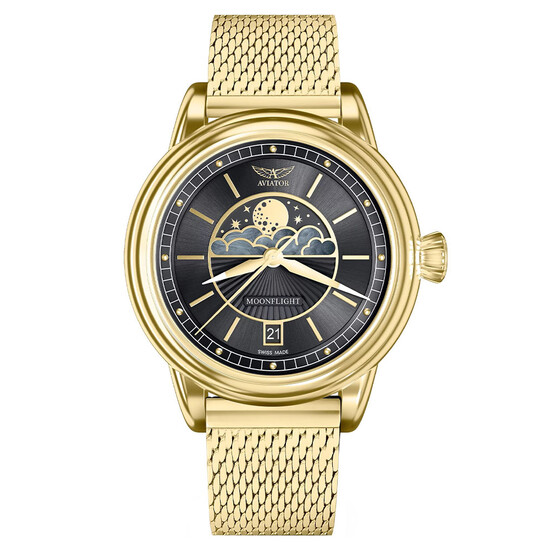 Pozłacany zegarek damski Aviator na bransolecie