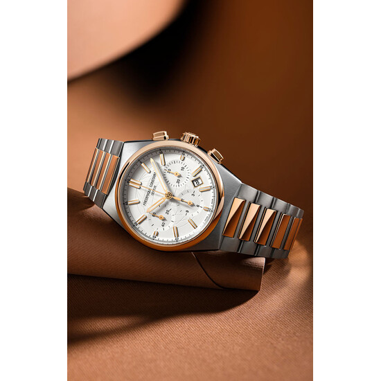 Srebrno złoty zegarek Frederique Constant