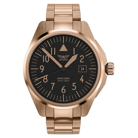 Pozłacany męski zegarek Aviator na bransolecie