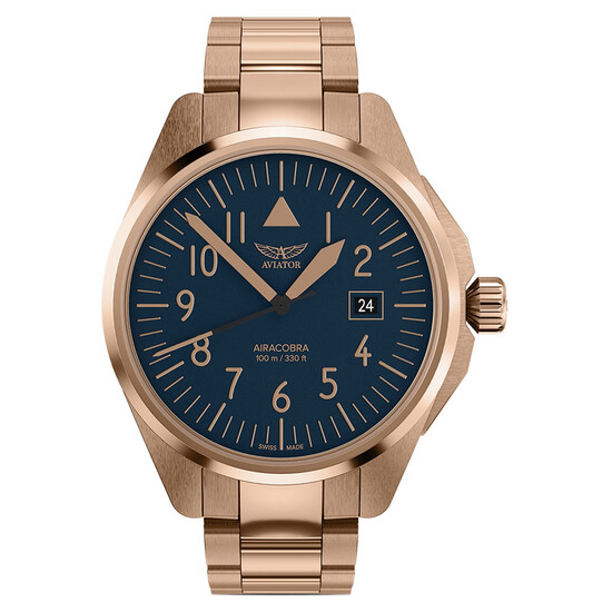 Pozłacany męski zegarek Aviator na bransolecie