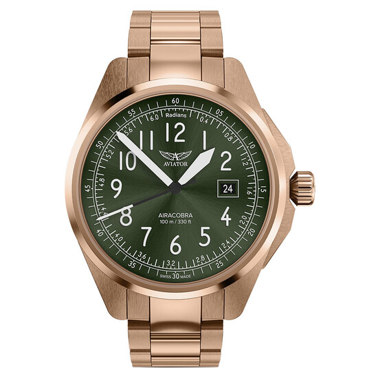 Pozłacany zegarek męski Aviator na bransolecie