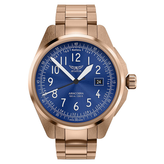 Pozłacany zegarek męski Aviator na bransolecie