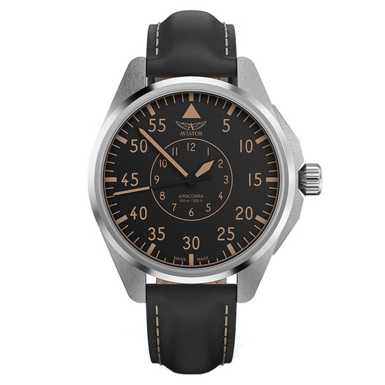 Męski zegarek Aviator na skórzanym pasku