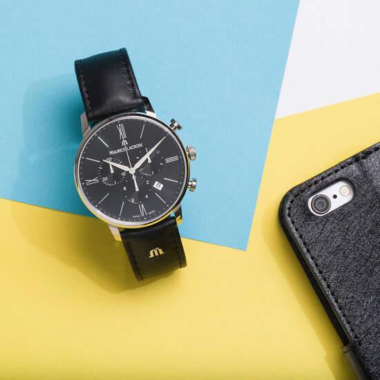 Zegarek męski na czarnym pasku skórzanym Maurice Lacroix
