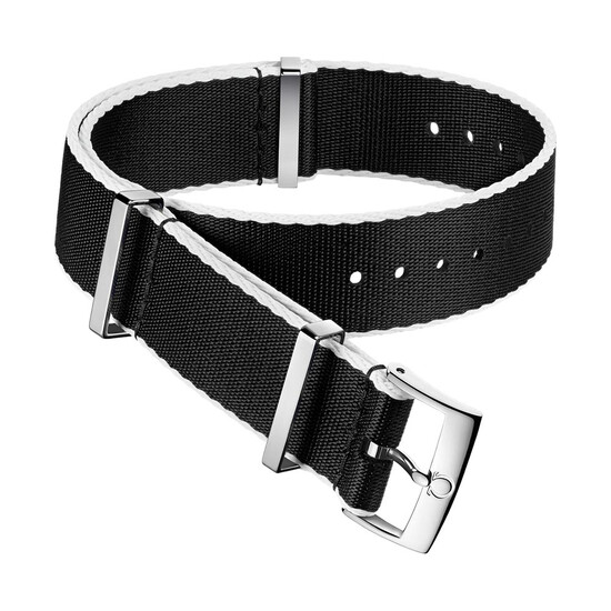 Oryginalny pasek Omega NATO kolor czarny z białymi bokami