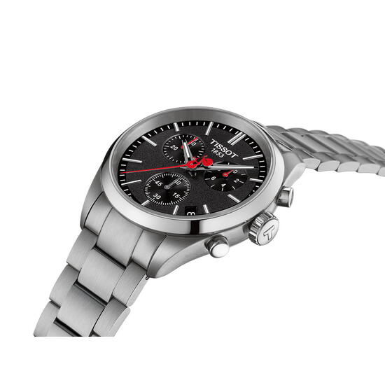 Srebrny zegarek męski ze stoperem Tissot