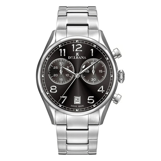 Męski chronograf z czarną tarczą Delbana Fiorentino Chronograph