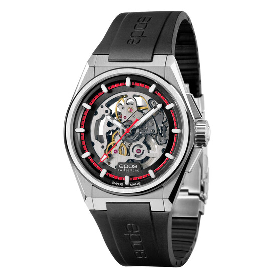 Męski zegarek szkieletowy Epos na pasku gumowym