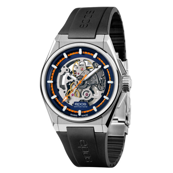 Męski zegarek szkieletowy Epos na pasku gumowym