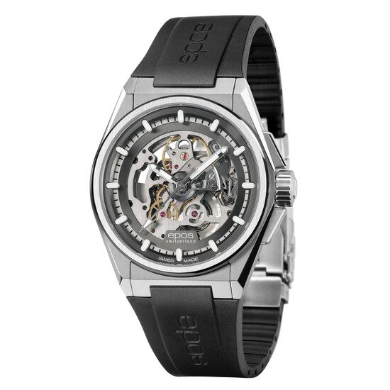 Męski zegarek szkieletowy Epos na pasku gumowym