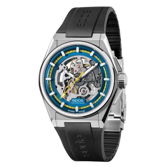 Męski zegarek szkieletowy Epos na pasku gumowym