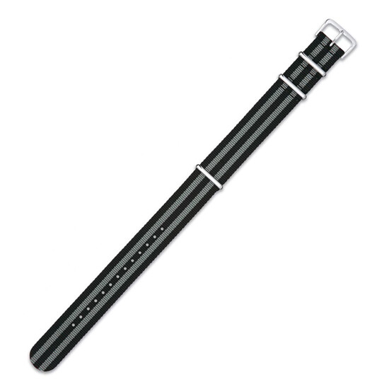 Pasek do zegarka NATO czarno szary 22 mm