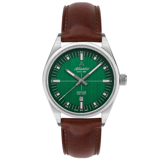 Klasyczny zegarek męski Atlantic z brązowym paskiem skórzanym