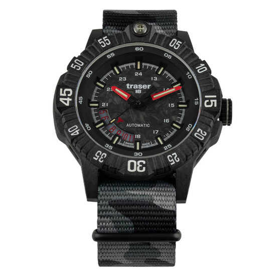 Męski zegarek traser na pasku materiałowym NATO moro