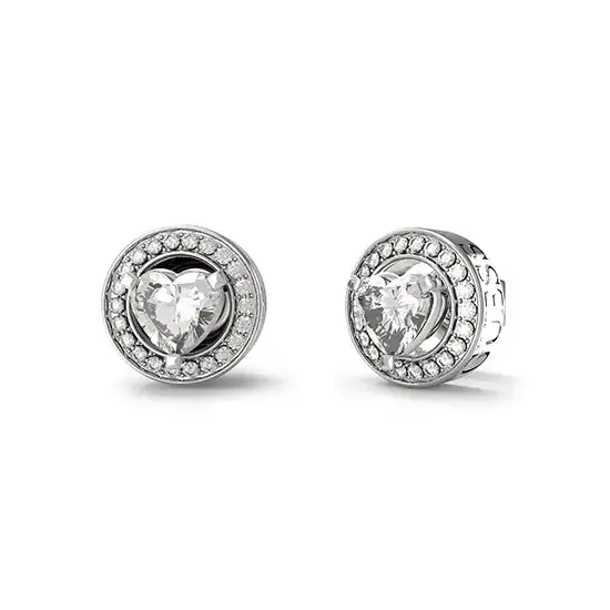 Srebrne kolczyki na sztyft serca Guess